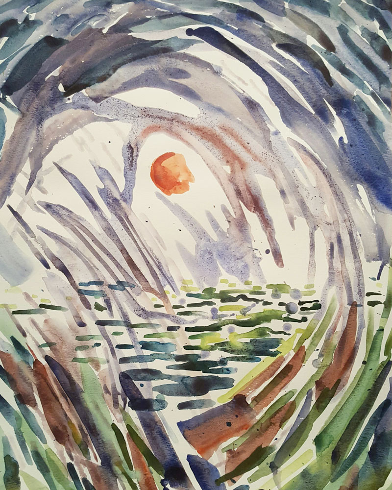 watercolor marsh landscape