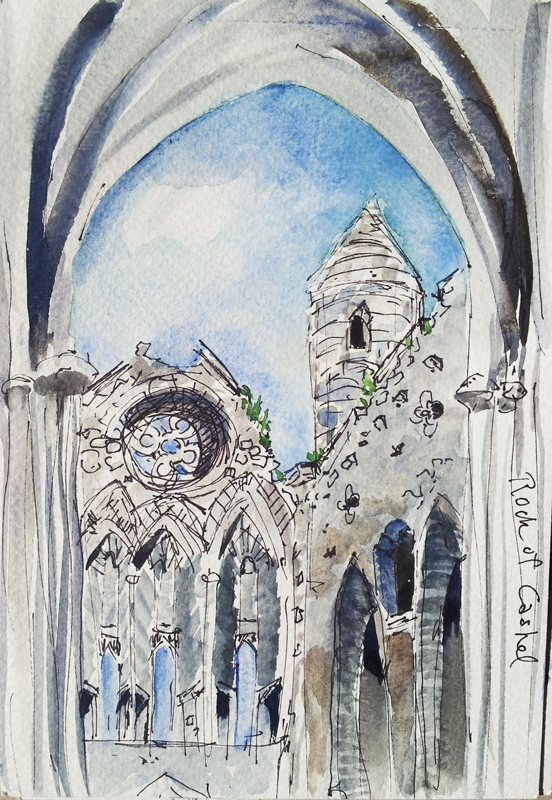 Rock of Cashel watercolor by April Lombardi